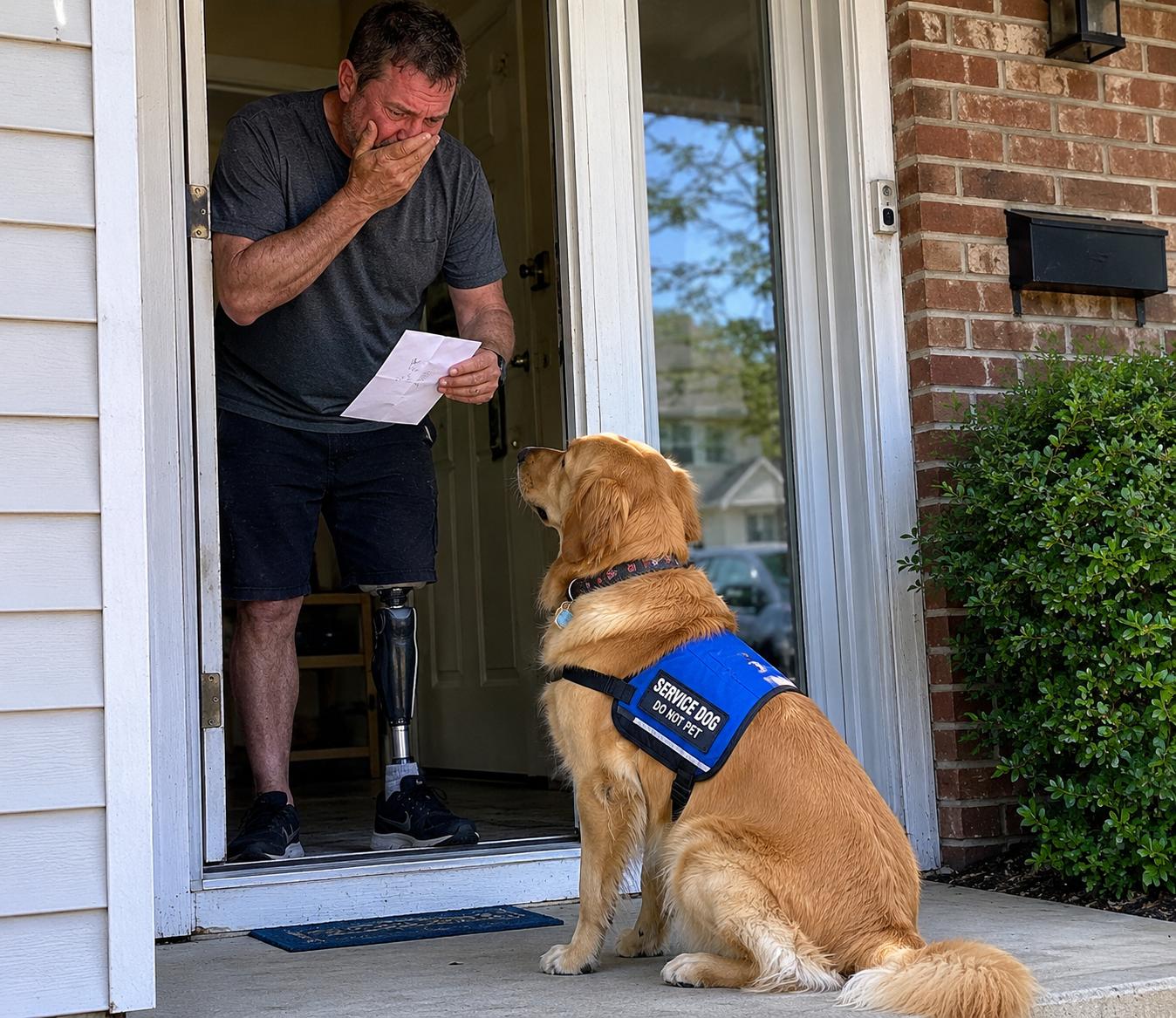 A service dog arrived at a veteran’s door exactly one year after his wife died. The trainer didn’t know. He didn’t tell her. The dog sat, raised her left paw, and waited for a command nobody else knew.