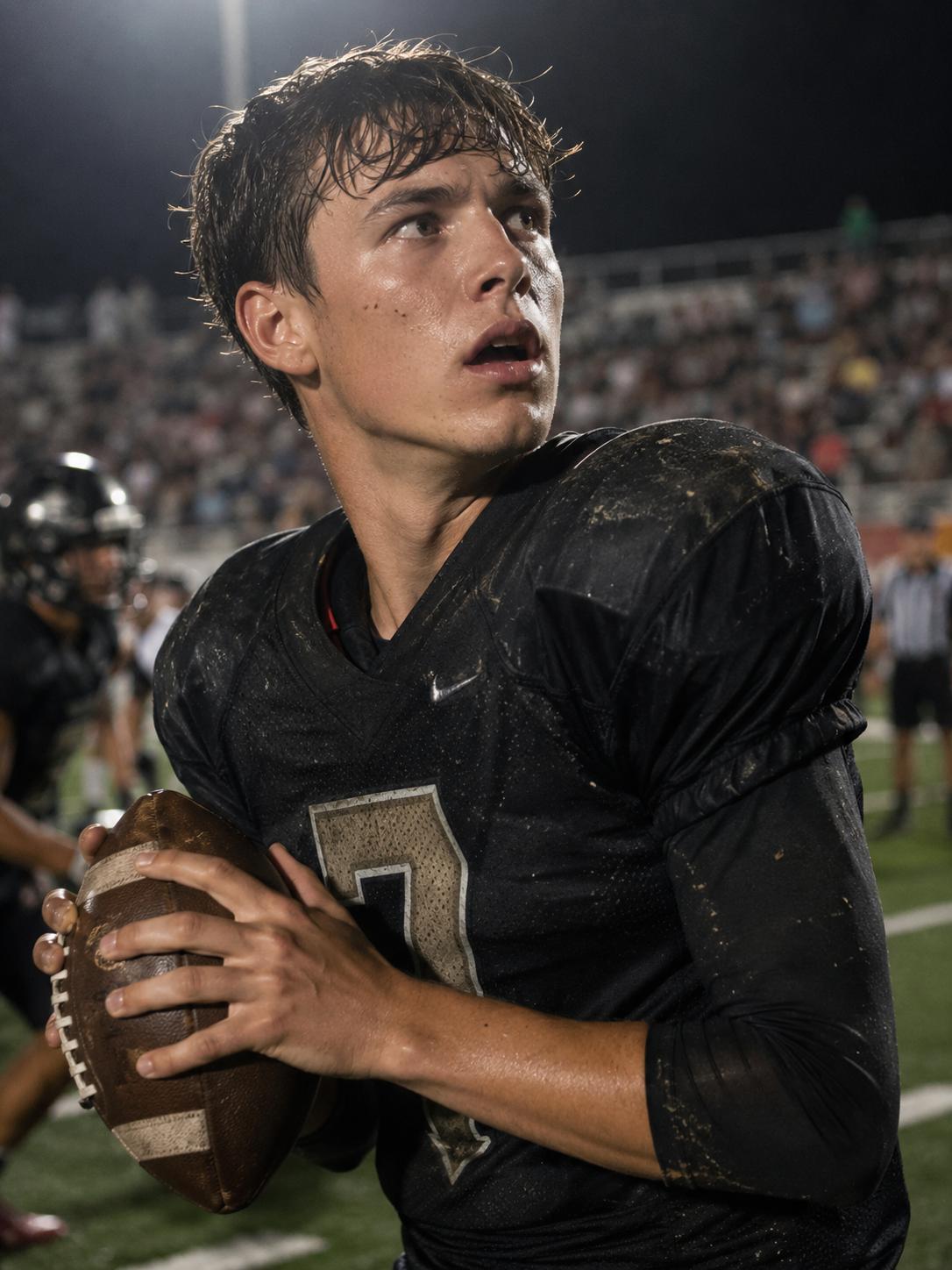 A high school quarterback froze mid-snap when he saw who was standing alone in the top row of the bleachers — the father who hadn’t watched him play in three years.