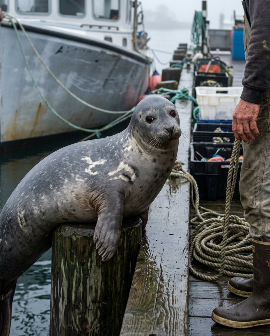 A fisherman cut a seal pup from his net and watched it swim away. Four years later, it returned to the exact same dock—and wouldn’t leave until he came outside.