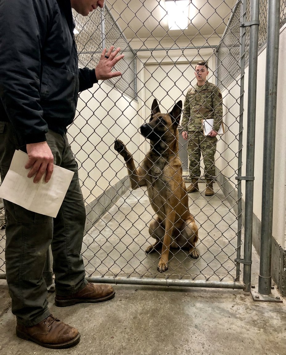 A military K9 handler fought discharge papers for 11 months to bring his dog home. She was still performing every command in the kennel. Every single day. For no one.