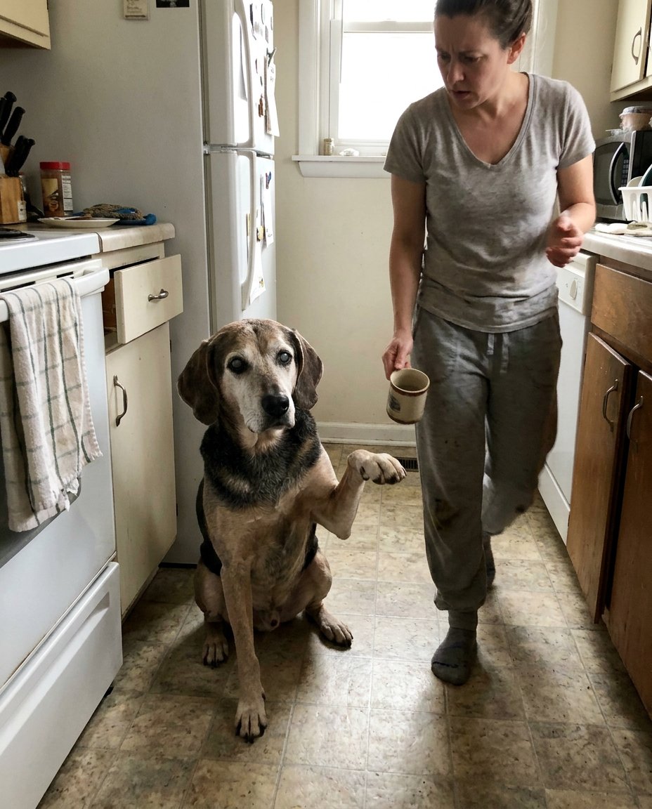 A woman adopted the oldest dog at the shelter because nobody else would. Three days later, he walked to a drawer in her kitchen she never uses and sat down.